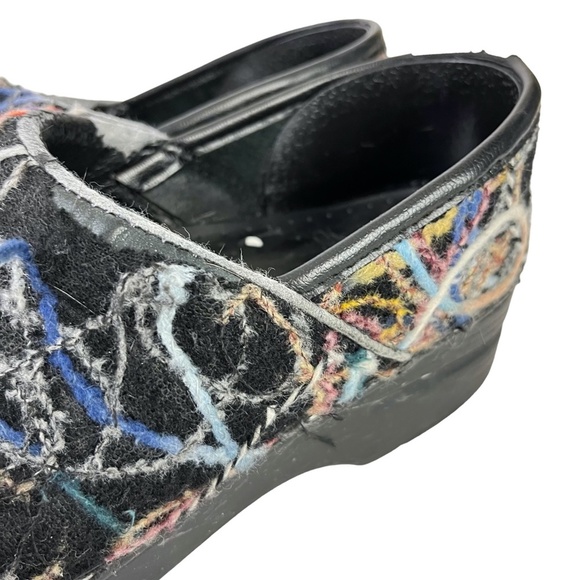 DANSKO Confetti Wool Multi-Colored Clogs Black Scribble Professional Shoes sz 38 - Picture 8 of 16